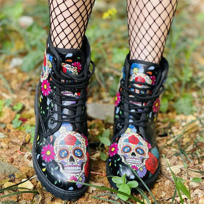 3D Pattern Printed Short Tube Martin Boots