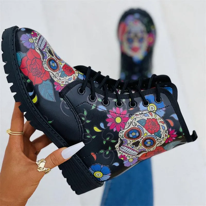 3D Pattern Printed Short Tube Martin Boots