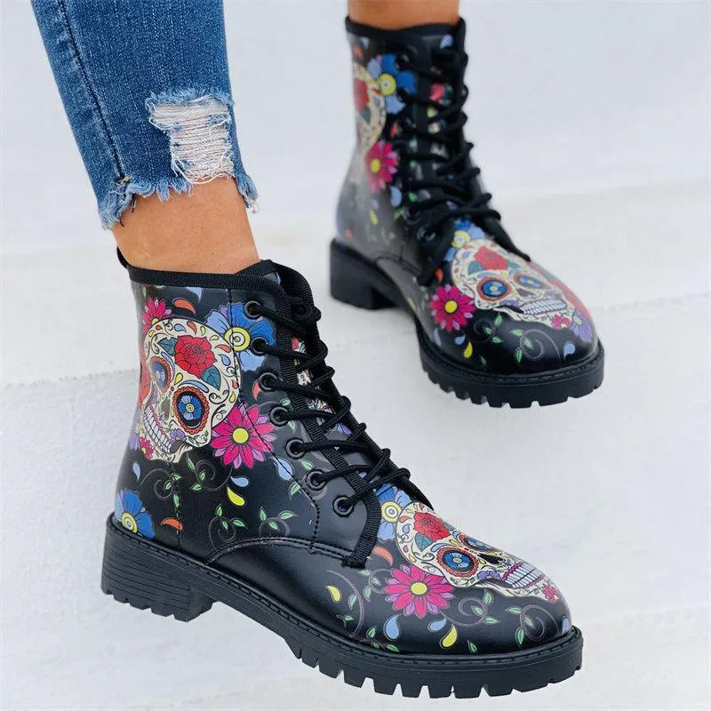 3D Pattern Printed Short Tube Martin Boots