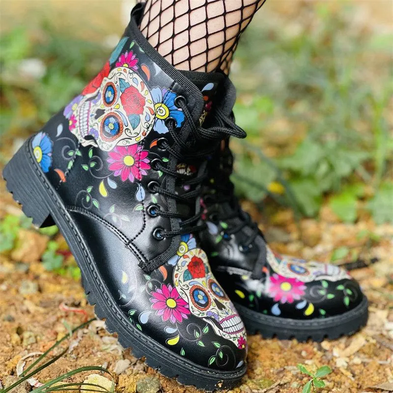 3D Pattern Printed Short Tube Martin Boots