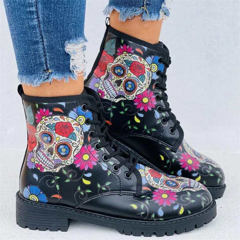 3D Pattern Printed Short Tube Martin Boots