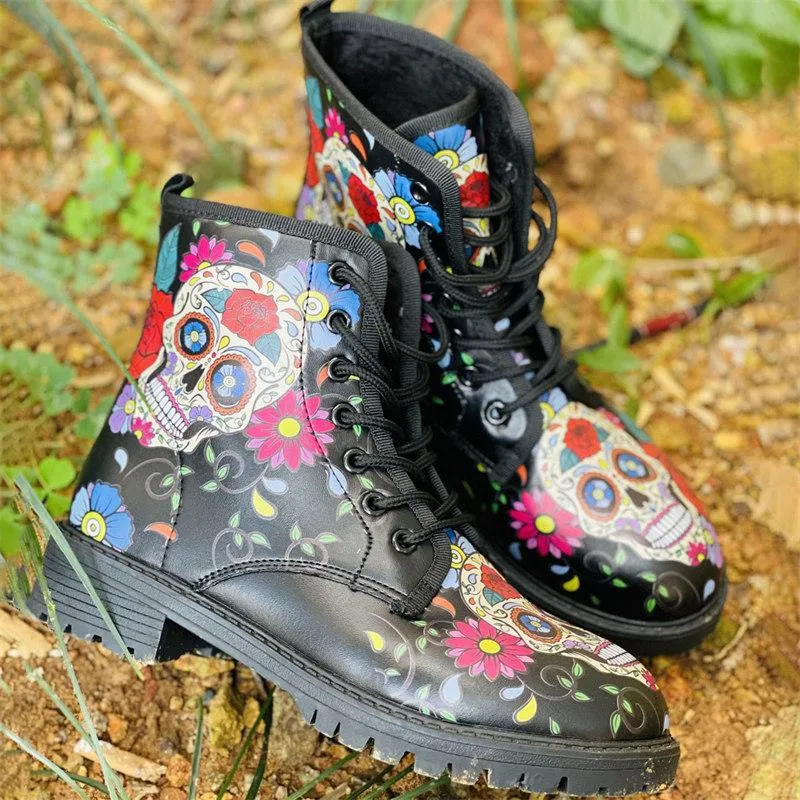 3D Pattern Printed Short Tube Martin Boots