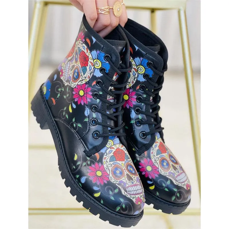 3D Pattern Printed Short Tube Martin Boots