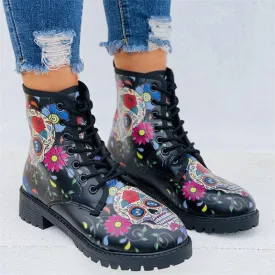 3D Pattern Printed Short Tube Martin Boots