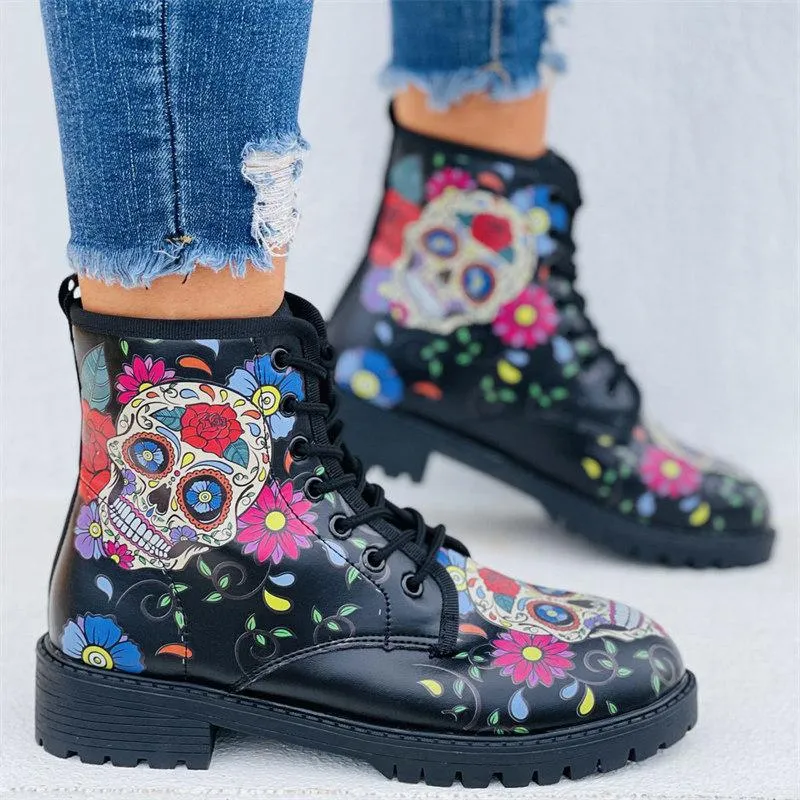 3D Pattern Printed Short Tube Martin Boots