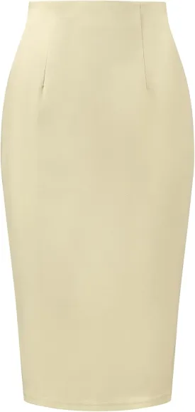 Allegra K Wear to Work Pencil Skirts for Women's Business Knee Length High Waist Bodycon Suit Skirt