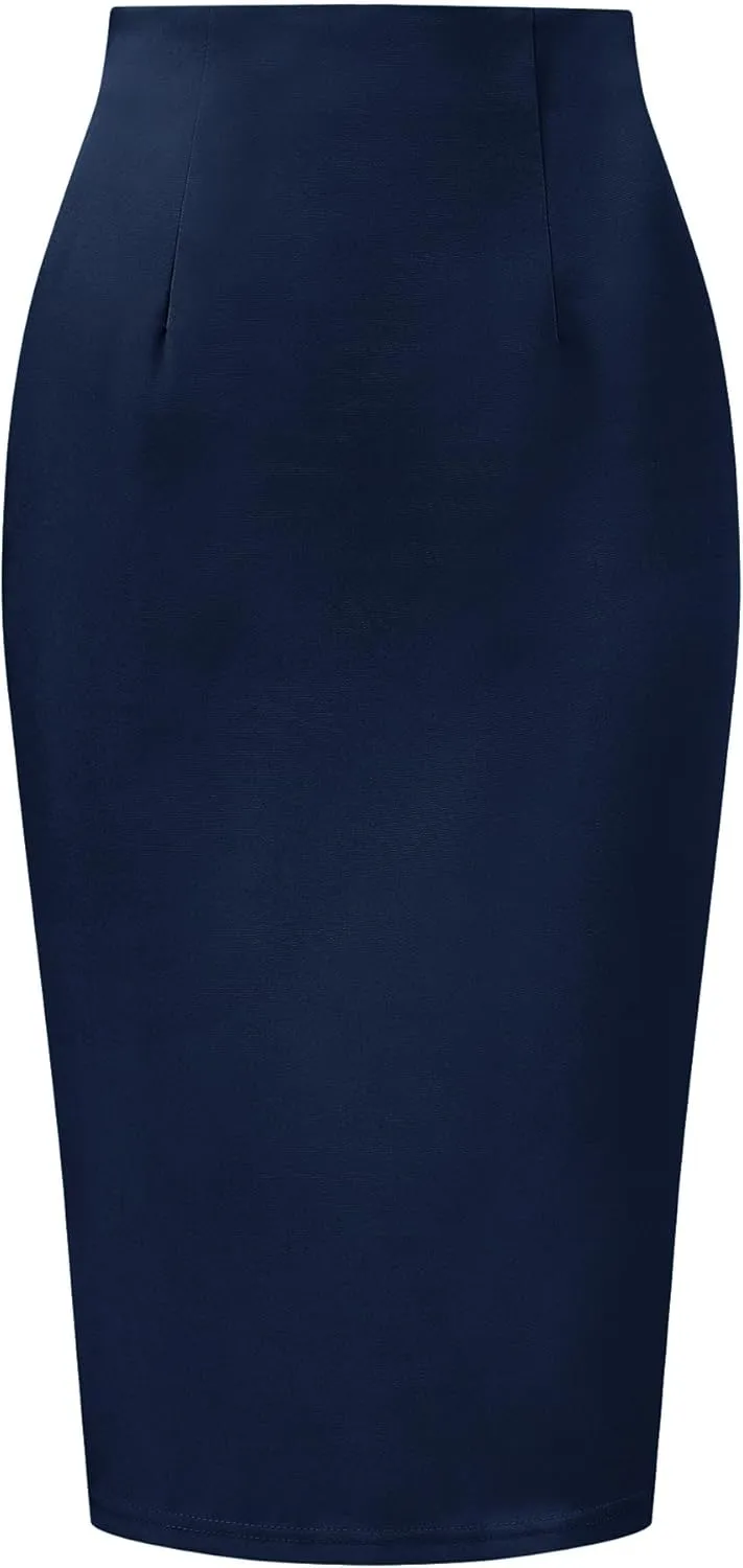 Allegra K Wear to Work Pencil Skirts for Women's Business Knee Length High Waist Bodycon Suit Skirt