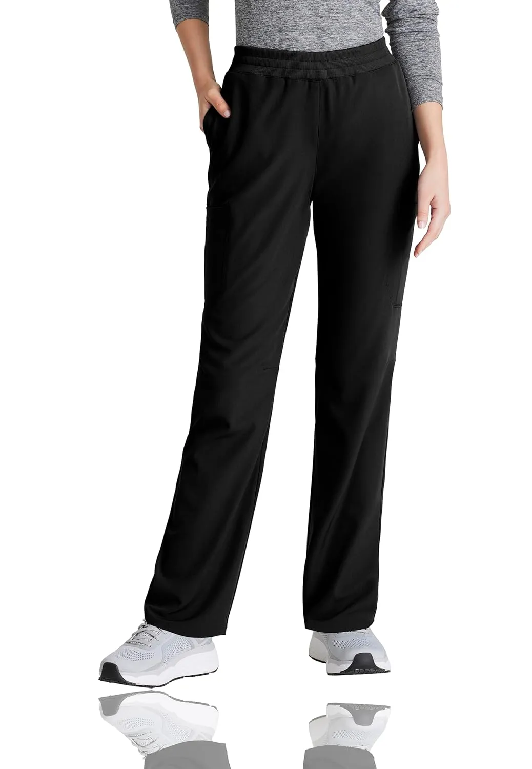 BARCO Skechers Vitality Aura Scrub Pant for Women - Mid-Rise Medical Pant, 5 Pockets, 4-Way Stretch Women's Scrub Pant Black Small Petite