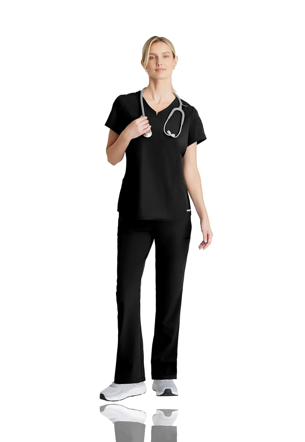 BARCO Skechers Vitality Aura Scrub Pant for Women - Mid-Rise Medical Pant, 5 Pockets, 4-Way Stretch Women's Scrub Pant Black Small Petite
