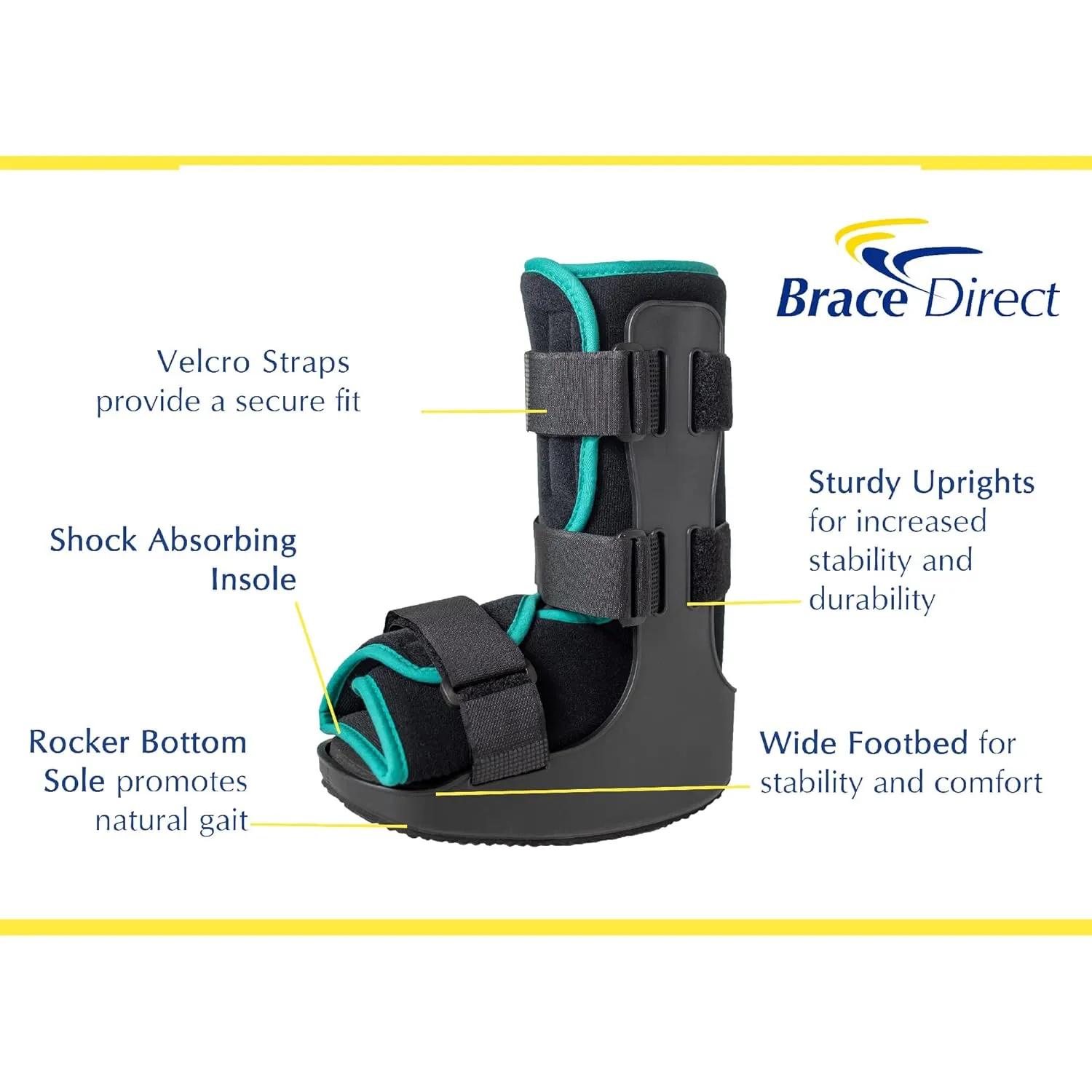 Brace Direct Childrens Pediatric Walker Fracture Boot for Kids Broken Toe or Foot, Left or Right Foot, Lightweight Padded Support Cam Boot for Foot Injury