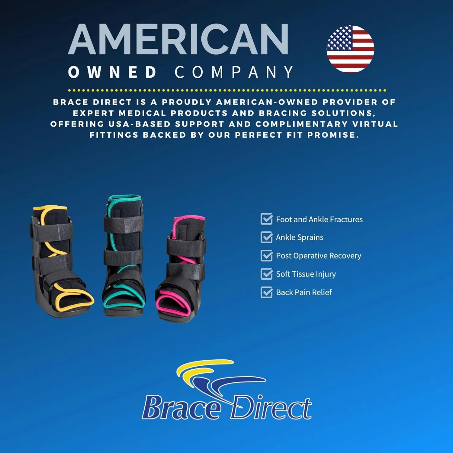 Brace Direct Childrens Pediatric Walker Fracture Boot for Kids Broken Toe or Foot, Left or Right Foot, Lightweight Padded Support Cam Boot for Foot Injury