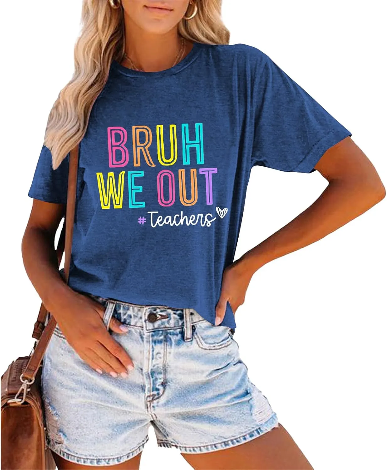Bruh We Out Teachers Shirt Women Last Day of School Tee Shirt Schools Out for Summer Tshirt Casual Tops