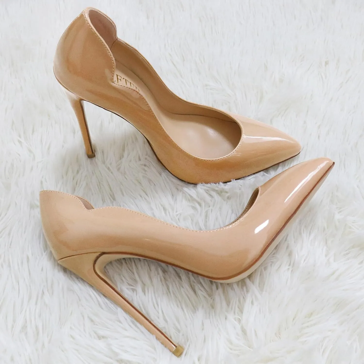 COLETER Women's Sexy Pointed Toe High Heels,4.72 inch/12cm Patent Leather Pumps,Wedding Dress Shoes,Cute Evening Stilettos