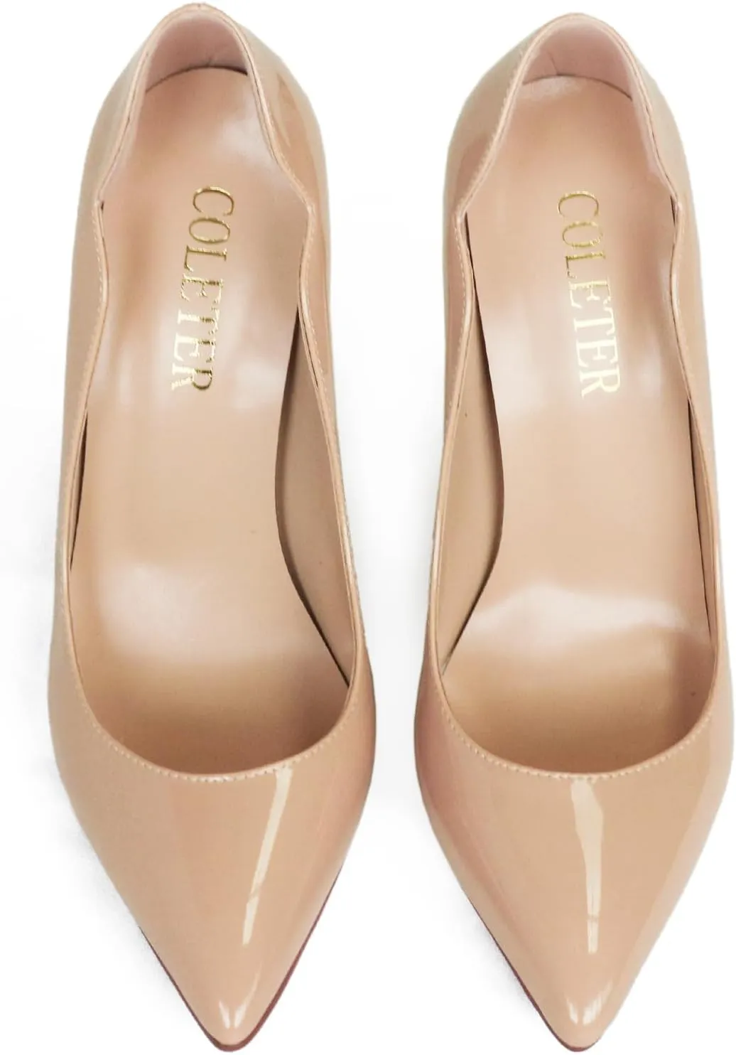 COLETER Women's Sexy Pointed Toe High Heels,4.72 inch/12cm Patent Leather Pumps,Wedding Dress Shoes,Cute Evening Stilettos