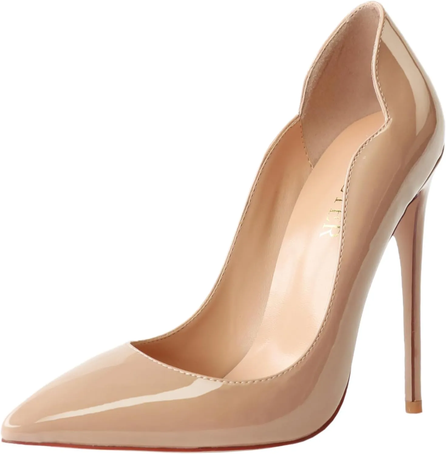 COLETER Women's Sexy Pointed Toe High Heels,4.72 inch/12cm Patent Leather Pumps,Wedding Dress Shoes,Cute Evening Stilettos