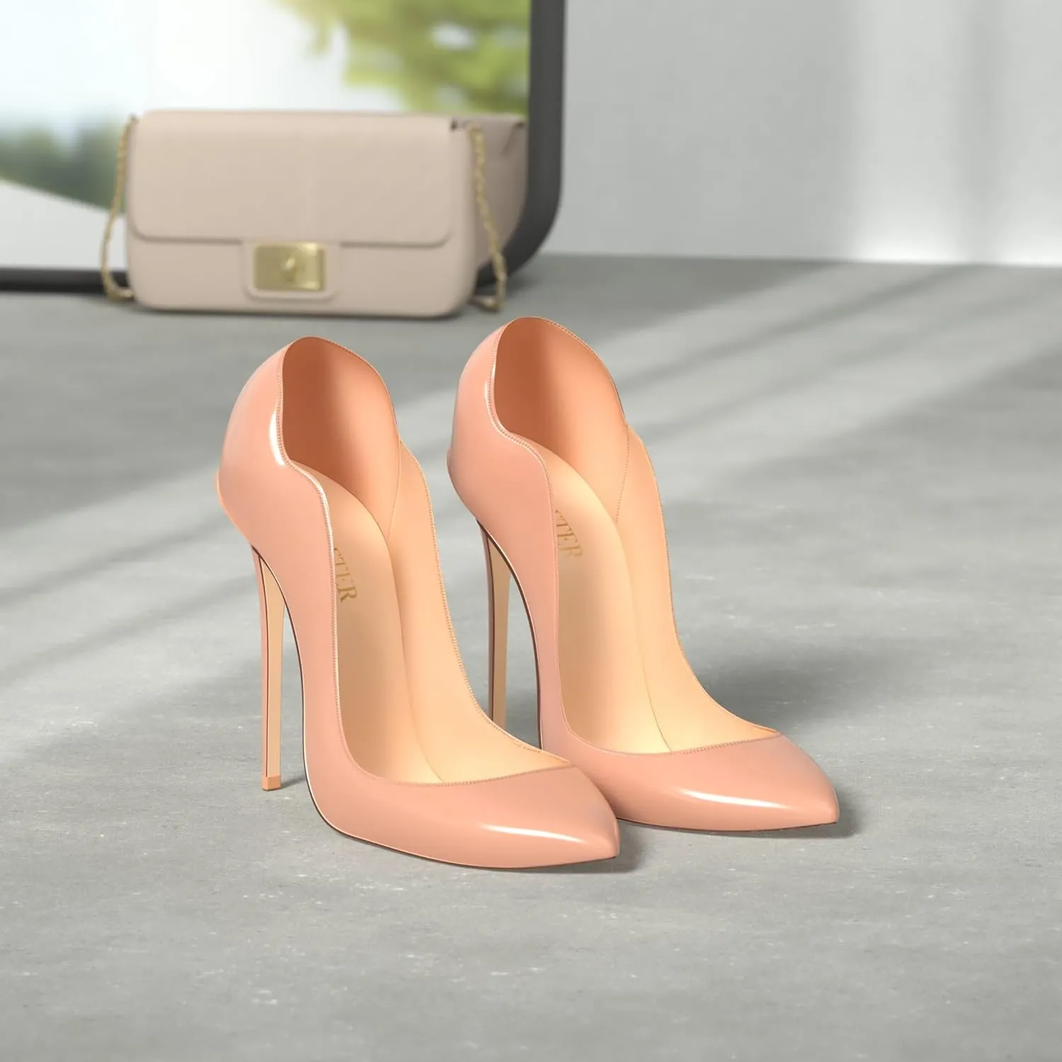 COLETER Women's Sexy Pointed Toe High Heels,4.72 inch/12cm Patent Leather Pumps,Wedding Dress Shoes,Cute Evening Stilettos