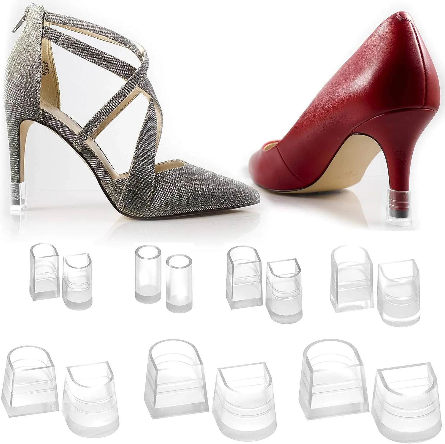 Heel Hunks Cap Protectors for High Shoes | 10 Sizes Sets | Replacement Savers for Stiletto and Pumps Tips | Stoppers for Grass Covers and Protects | Anti-Slip