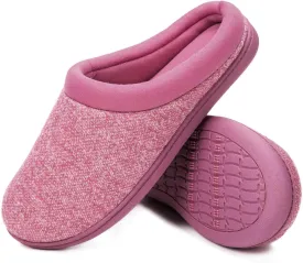 HomeTop Women's Knit Memory Foam Slippers Warm Soft House Shoes with Anti-slip Sole