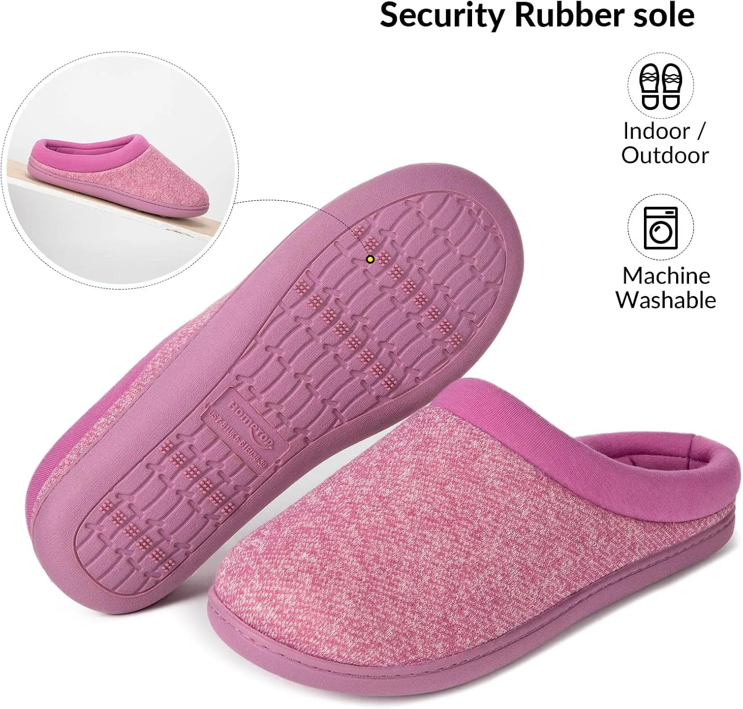 HomeTop Women's Knit Memory Foam Slippers Warm Soft House Shoes with Anti-slip Sole