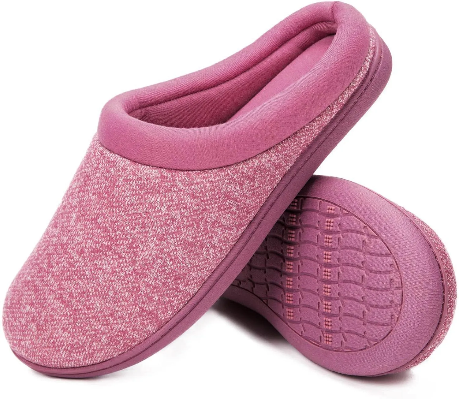 HomeTop Women's Knit Memory Foam Slippers Warm Soft House Shoes with Anti-slip Sole