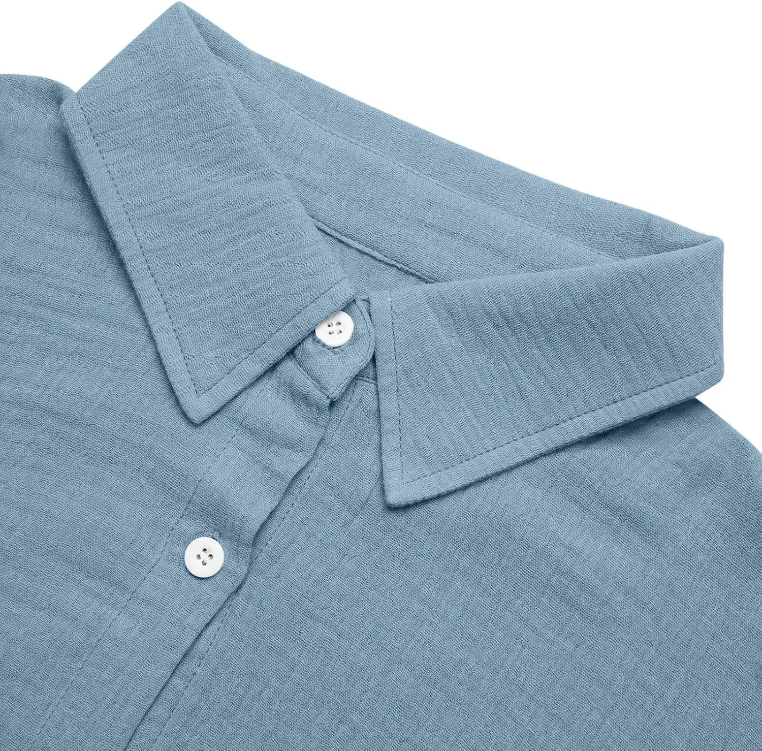 Linen Cotton Shirts for Women Casual Rolled Sleeve Button Down Blouses Summer Solid Color Business Blouse Work Tops