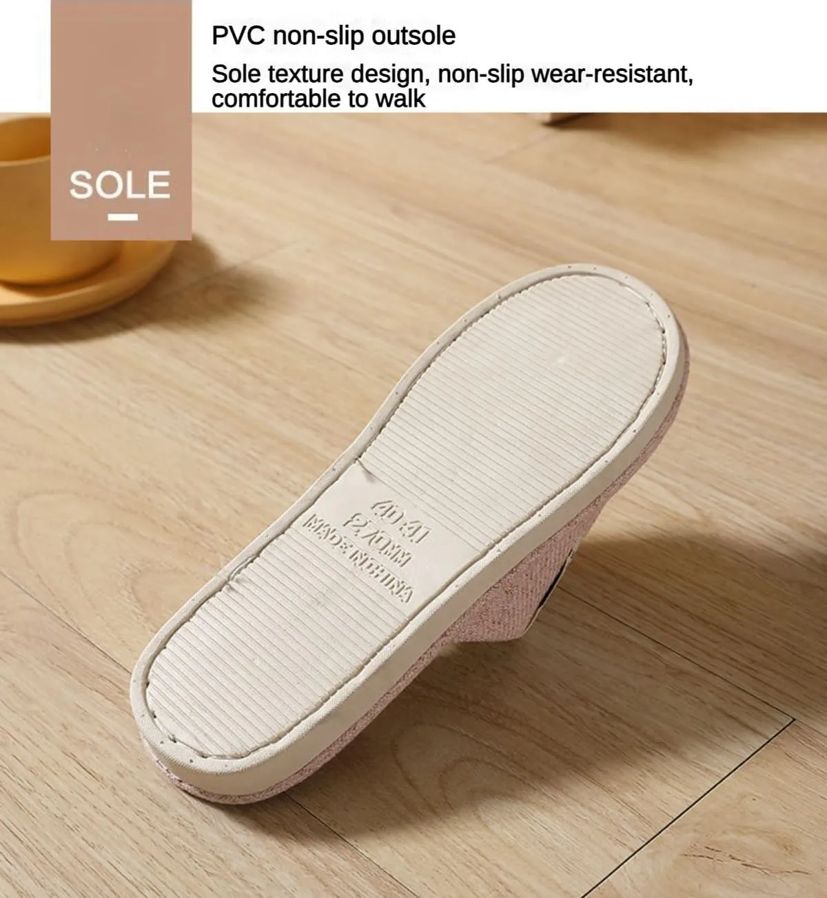 Linen Slippers Disposable Slippers for Guests Bulk Pack for Hotel Shoeless Home Non-slip Silence