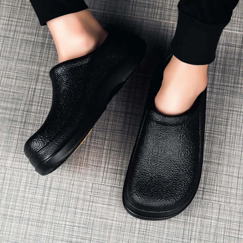 Men's Textured Leather Loafers with Anti-Slip Sole