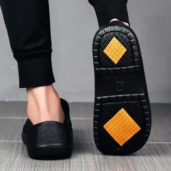 Men's Textured Leather Loafers with Anti-Slip Sole