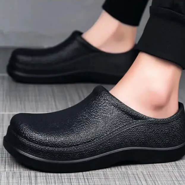 Men's Textured Leather Loafers with Anti-Slip Sole