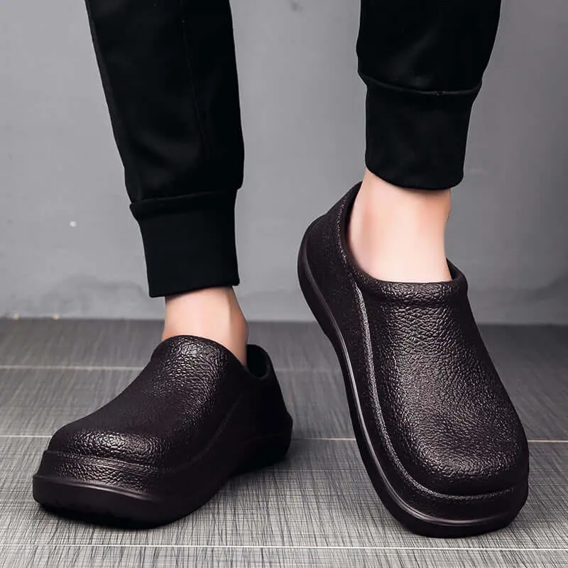 Men's Textured Leather Loafers with Anti-Slip Sole