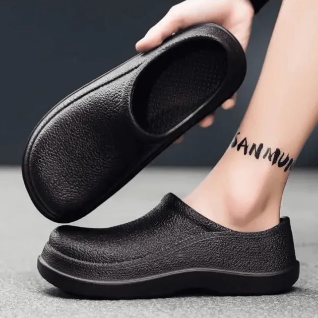 Men's Textured Leather Loafers with Anti-Slip Sole