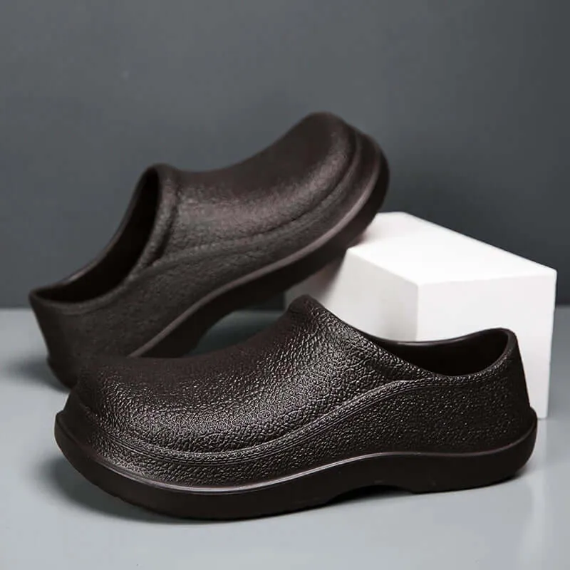 Men's Textured Leather Loafers with Anti-Slip Sole