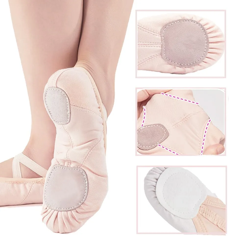 missfiona Canvas Ballet Shoes for Girls Toddler Dance Slippers with Flex Arch,Split Sole