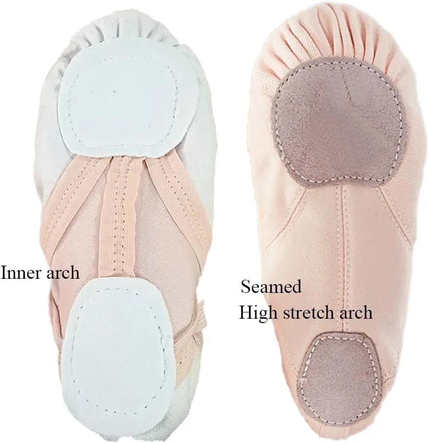 missfiona Canvas Ballet Shoes for Girls Toddler Dance Slippers with Flex Arch,Split Sole