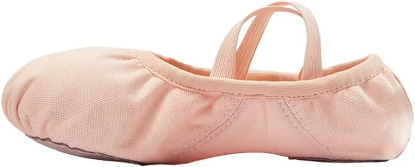 missfiona Canvas Ballet Shoes for Girls Toddler Dance Slippers with Flex Arch,Split Sole