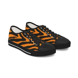 Orange Zebra Striped Women's Sneakers, Zebra Striped Animal Print Women's Low Top Sneakers (US Size: 5.5-12)