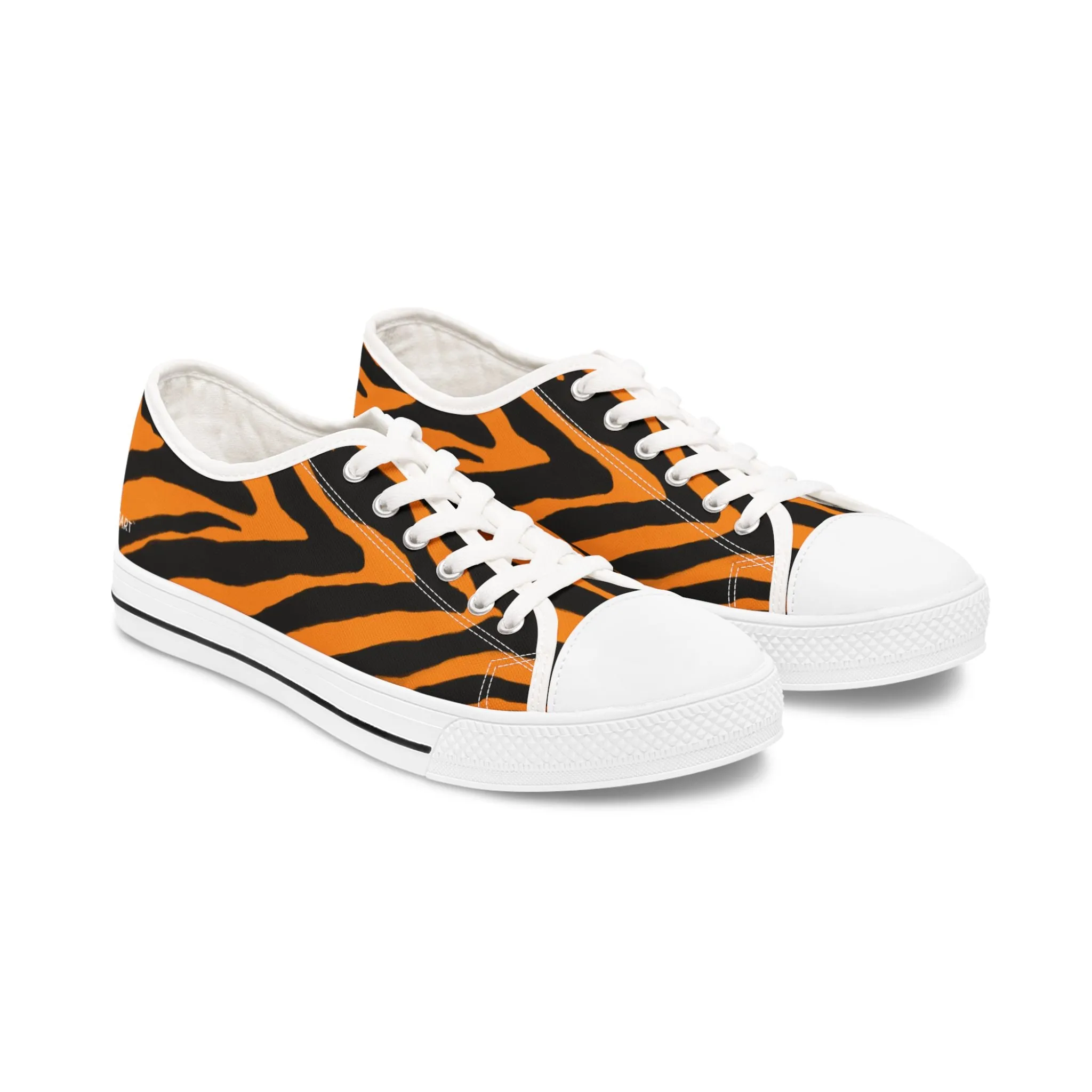 Orange Zebra Striped Women's Sneakers, Zebra Striped Animal Print Women's Low Top Sneakers (US Size: 5.5-12)