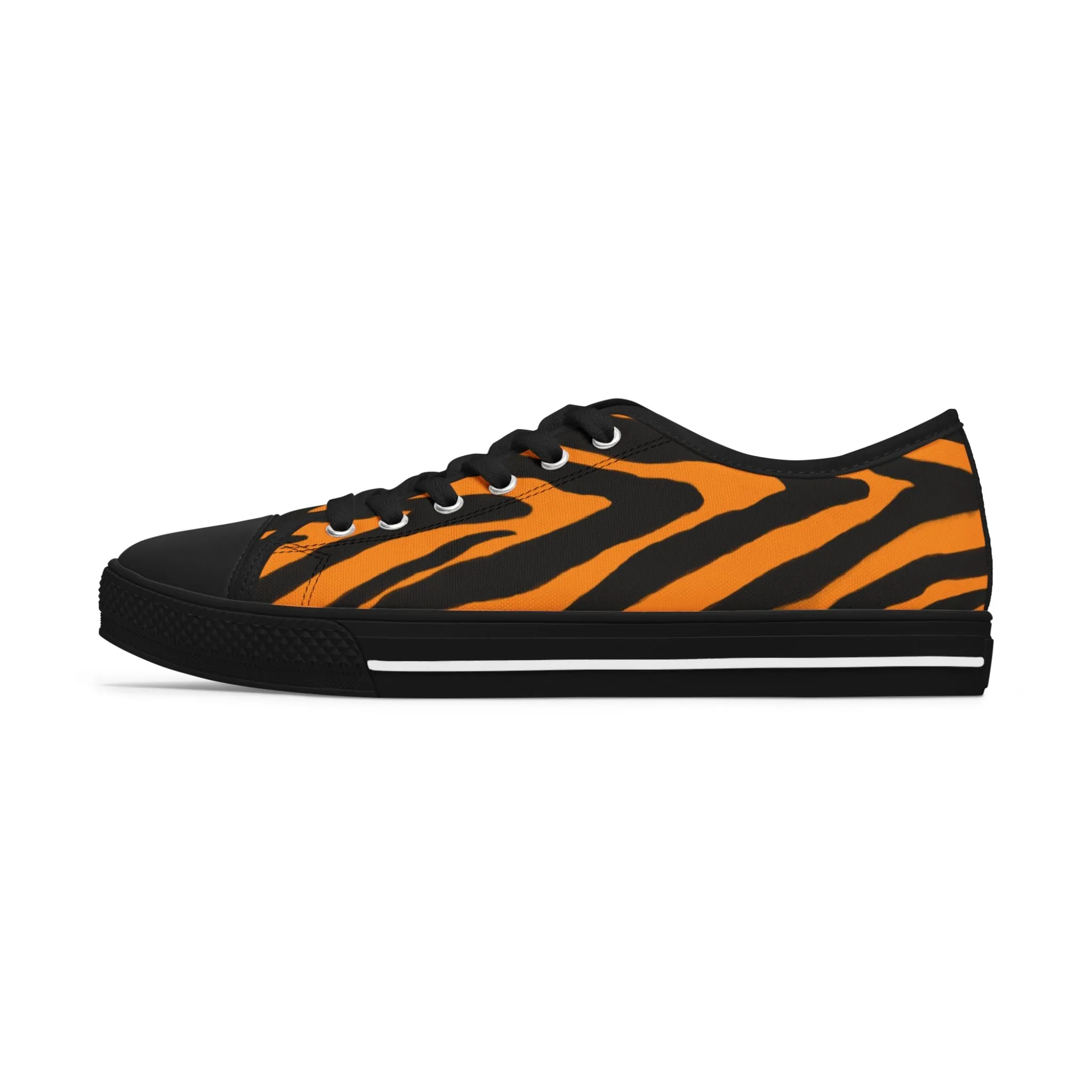 Orange Zebra Striped Women's Sneakers, Zebra Striped Animal Print Women's Low Top Sneakers (US Size: 5.5-12)