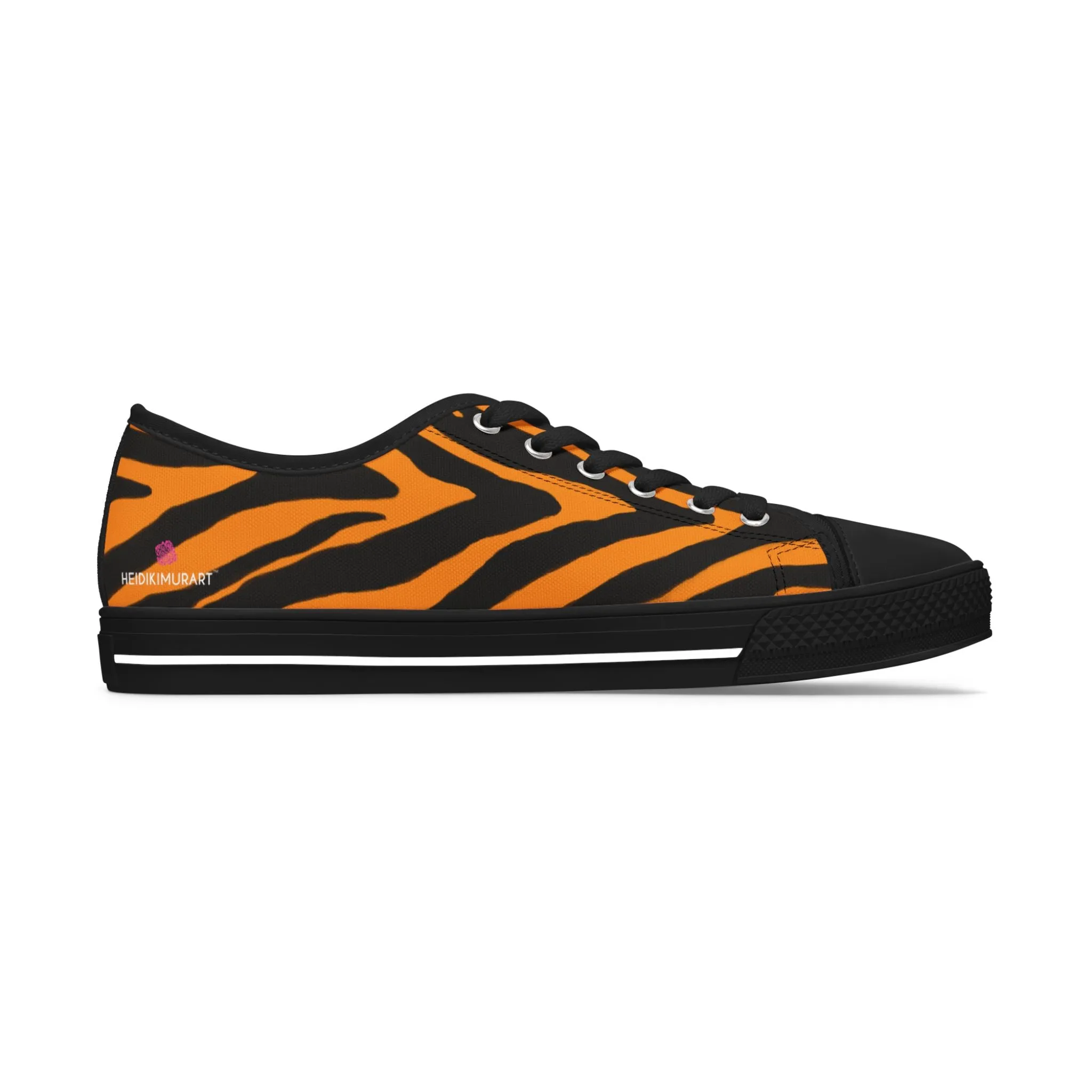 Orange Zebra Striped Women's Sneakers, Zebra Striped Animal Print Women's Low Top Sneakers (US Size: 5.5-12)