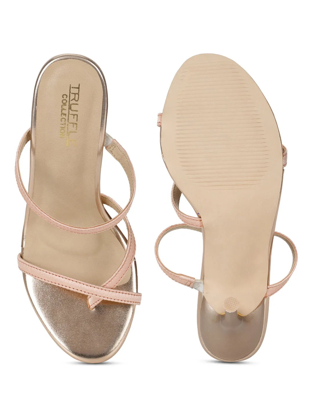Rosegold PU Crossover Thumb Strappy Stiletto Mules (TC-SLC-B-78-RGLD)