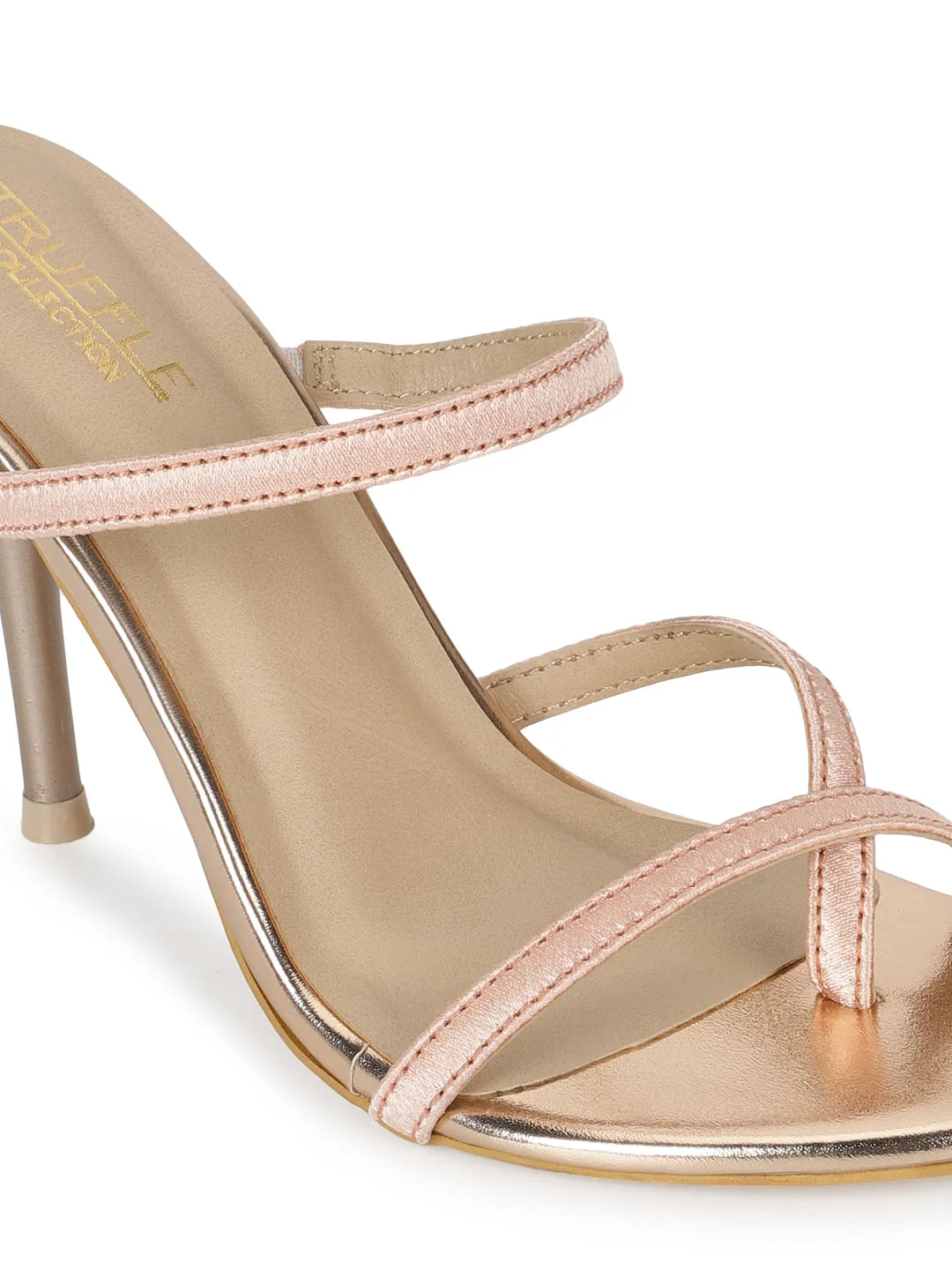 Rosegold PU Crossover Thumb Strappy Stiletto Mules (TC-SLC-B-78-RGLD)