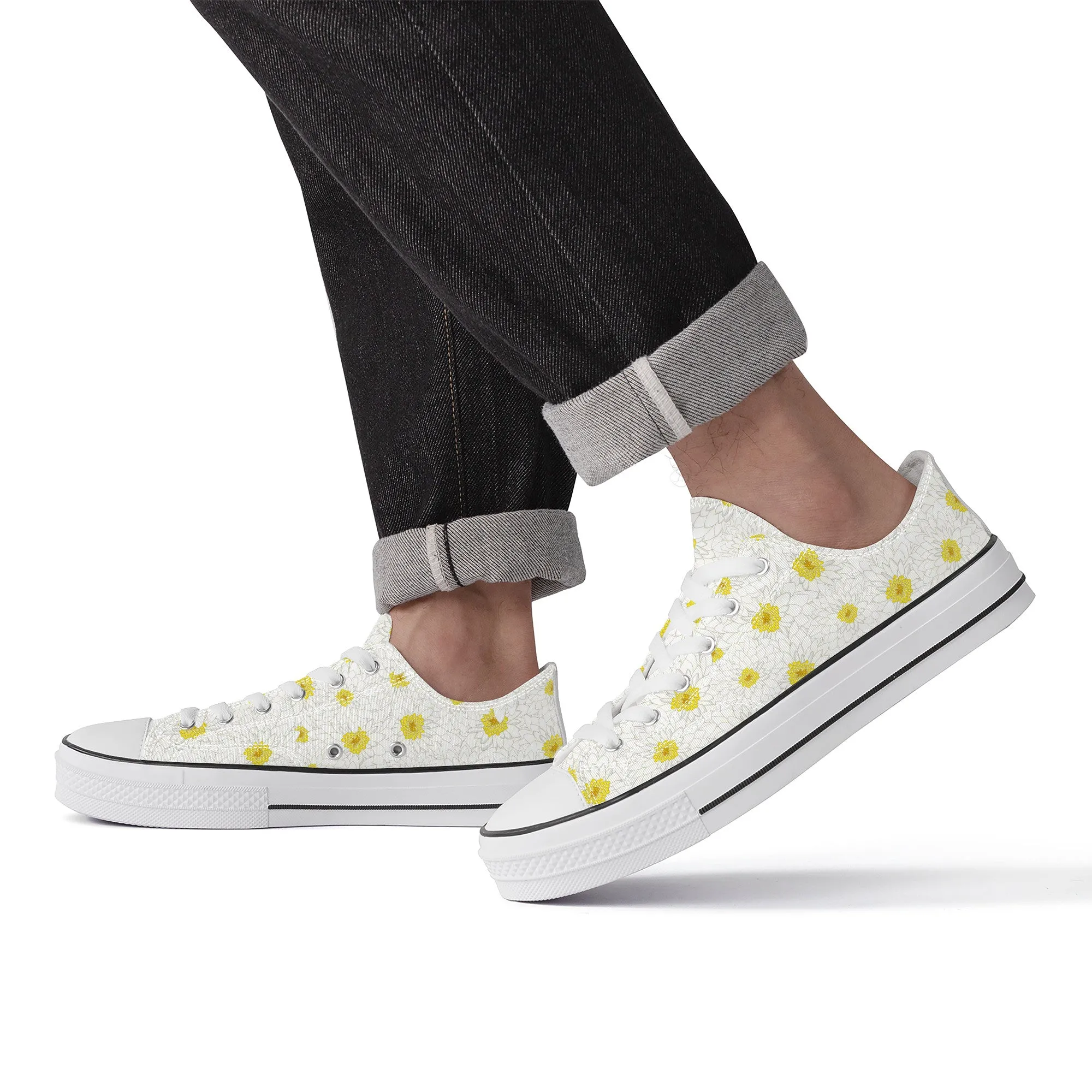 White Daisy Low Top Canvas Shoes