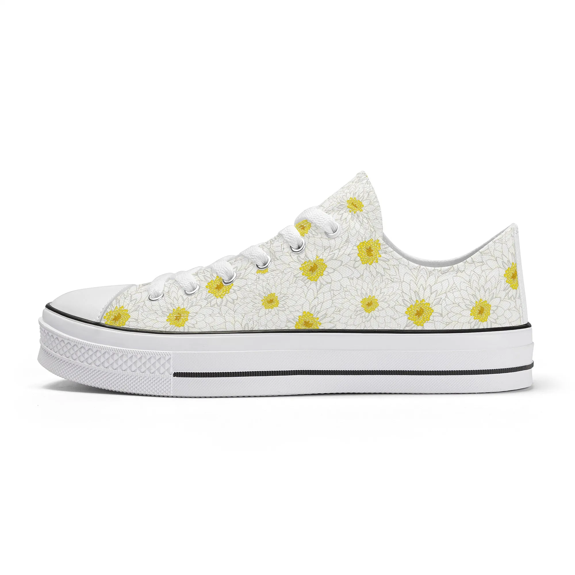 White Daisy Low Top Canvas Shoes