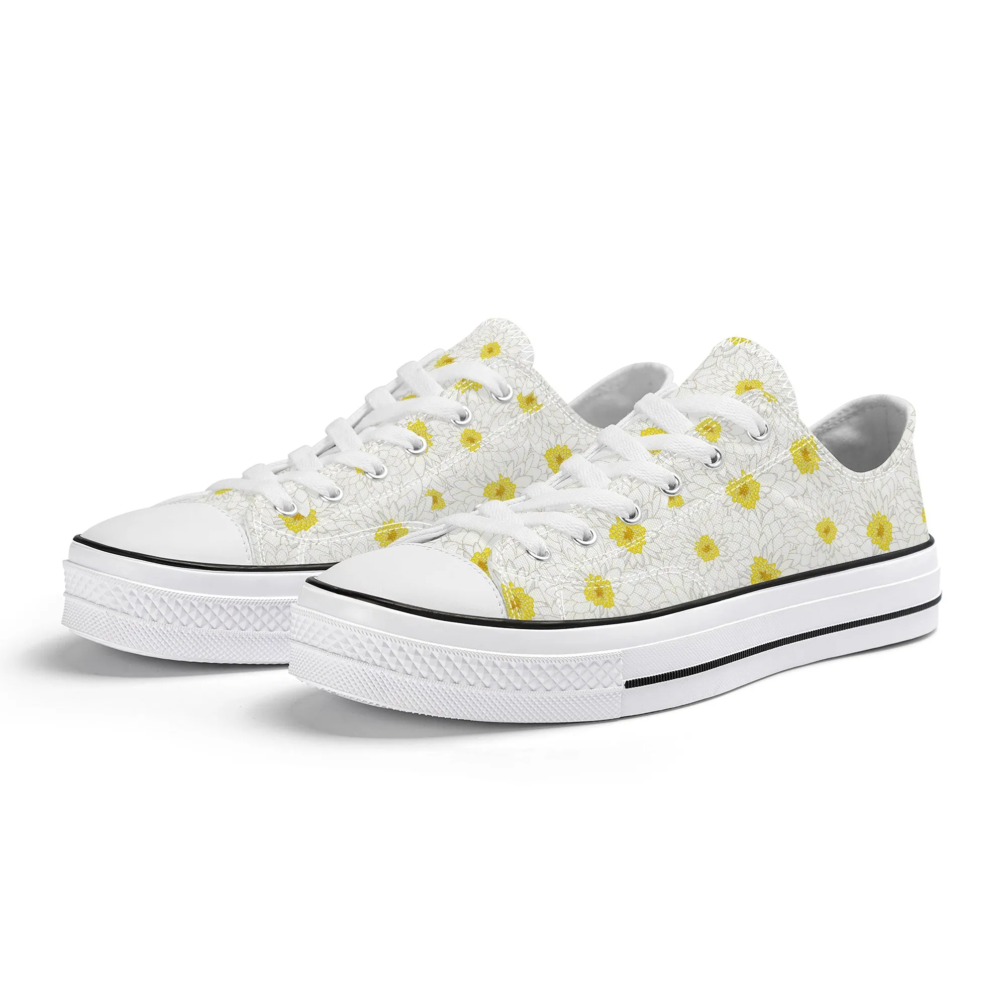 White Daisy Low Top Canvas Shoes
