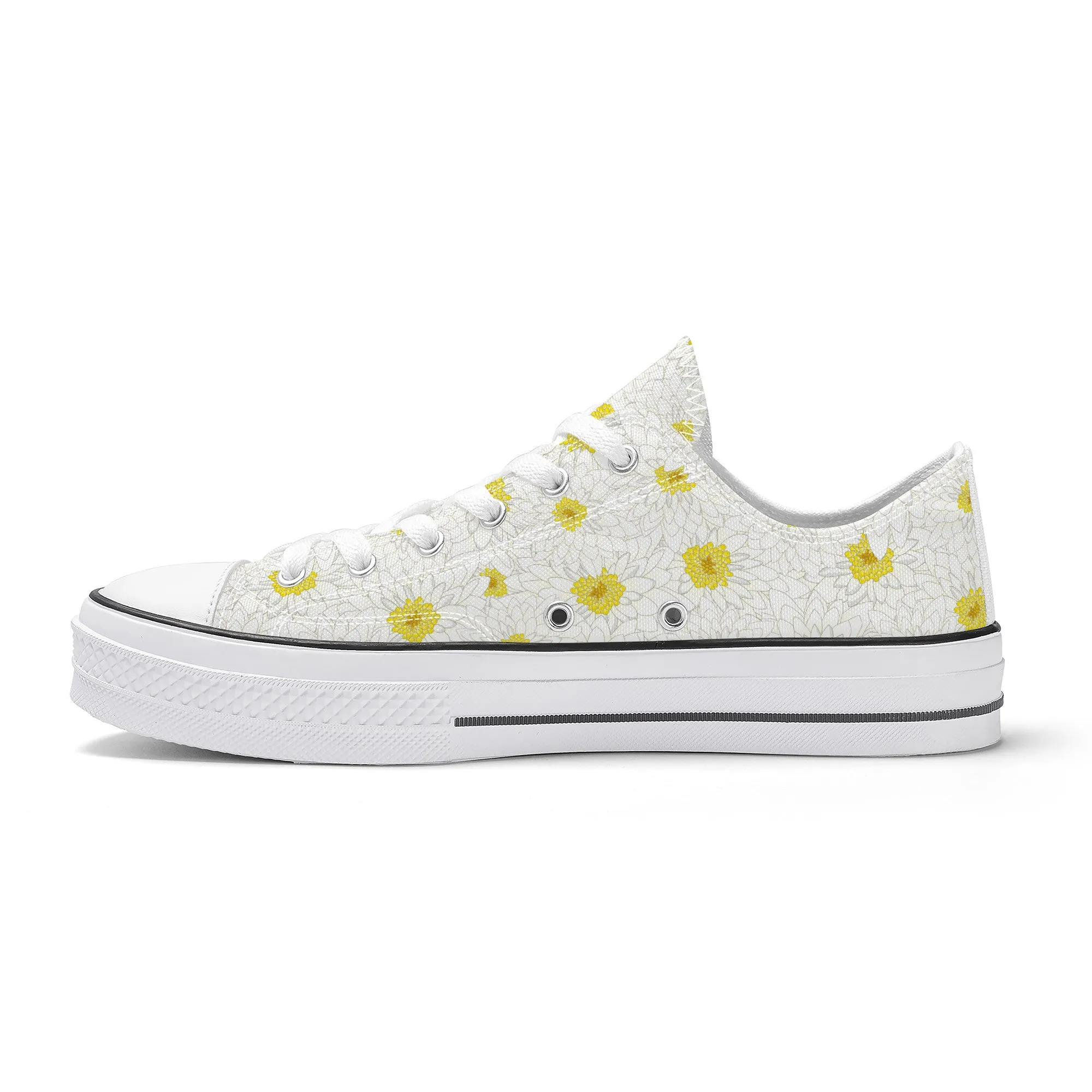 White Daisy Low Top Canvas Shoes