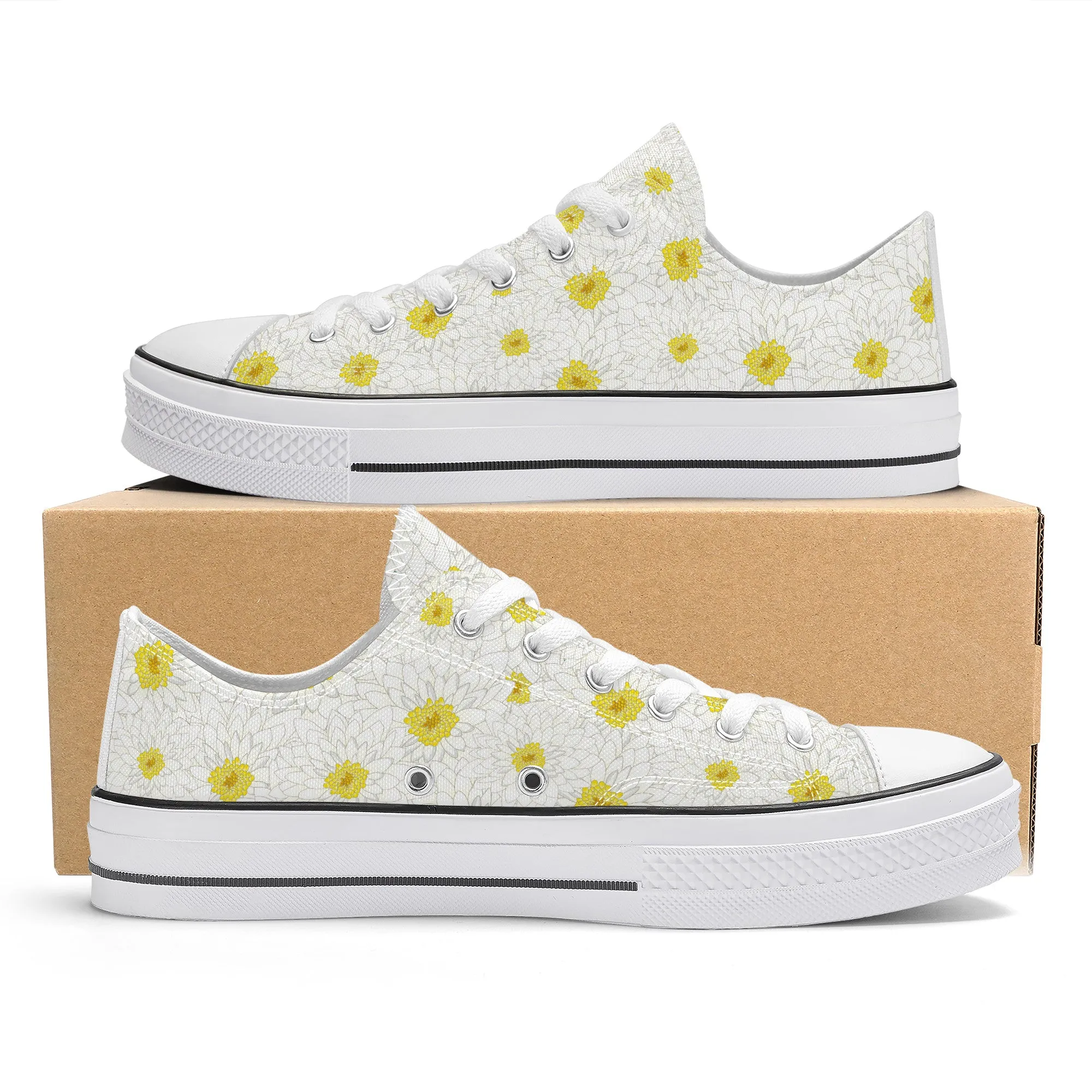 White Daisy Low Top Canvas Shoes