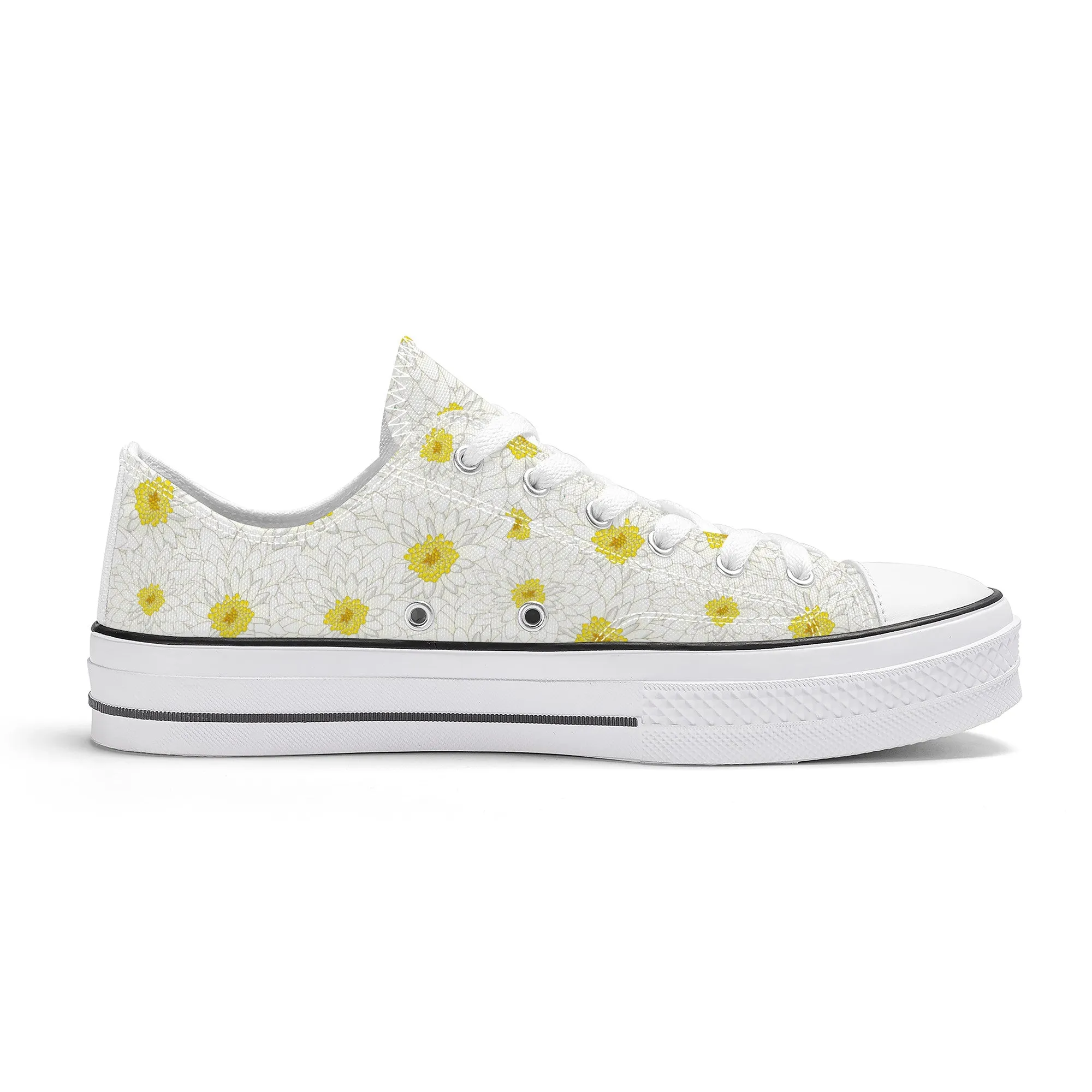 White Daisy Low Top Canvas Shoes