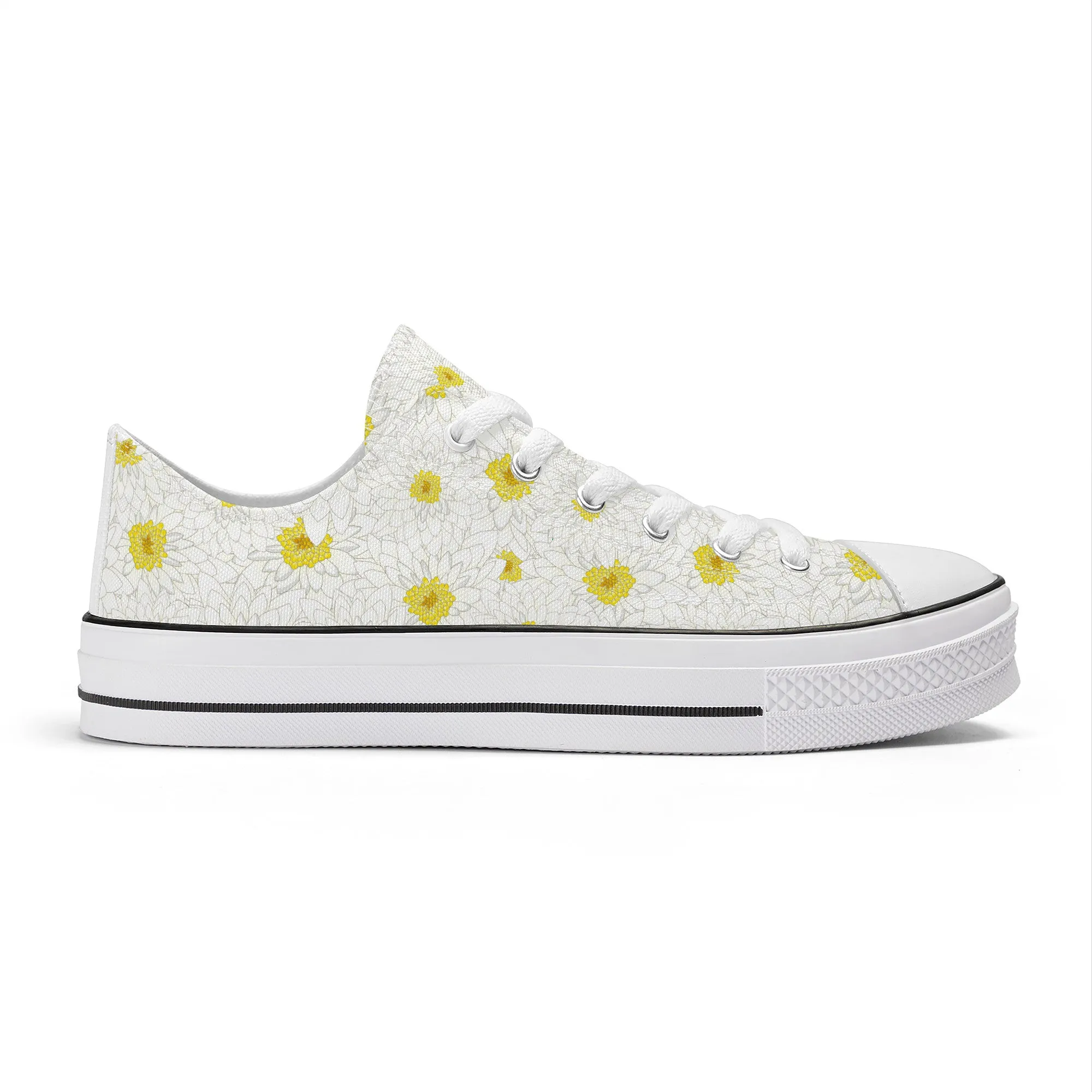 White Daisy Low Top Canvas Shoes