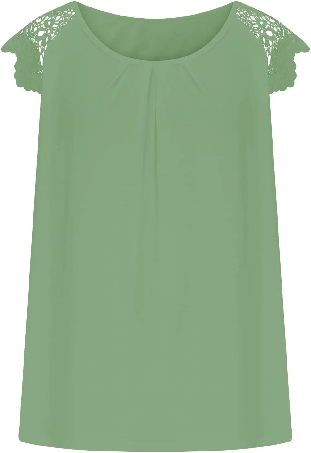 Womens Lace Tops Pleated Short Sleeve Shirts Summer Business Casual Dressy Blouses Tunics