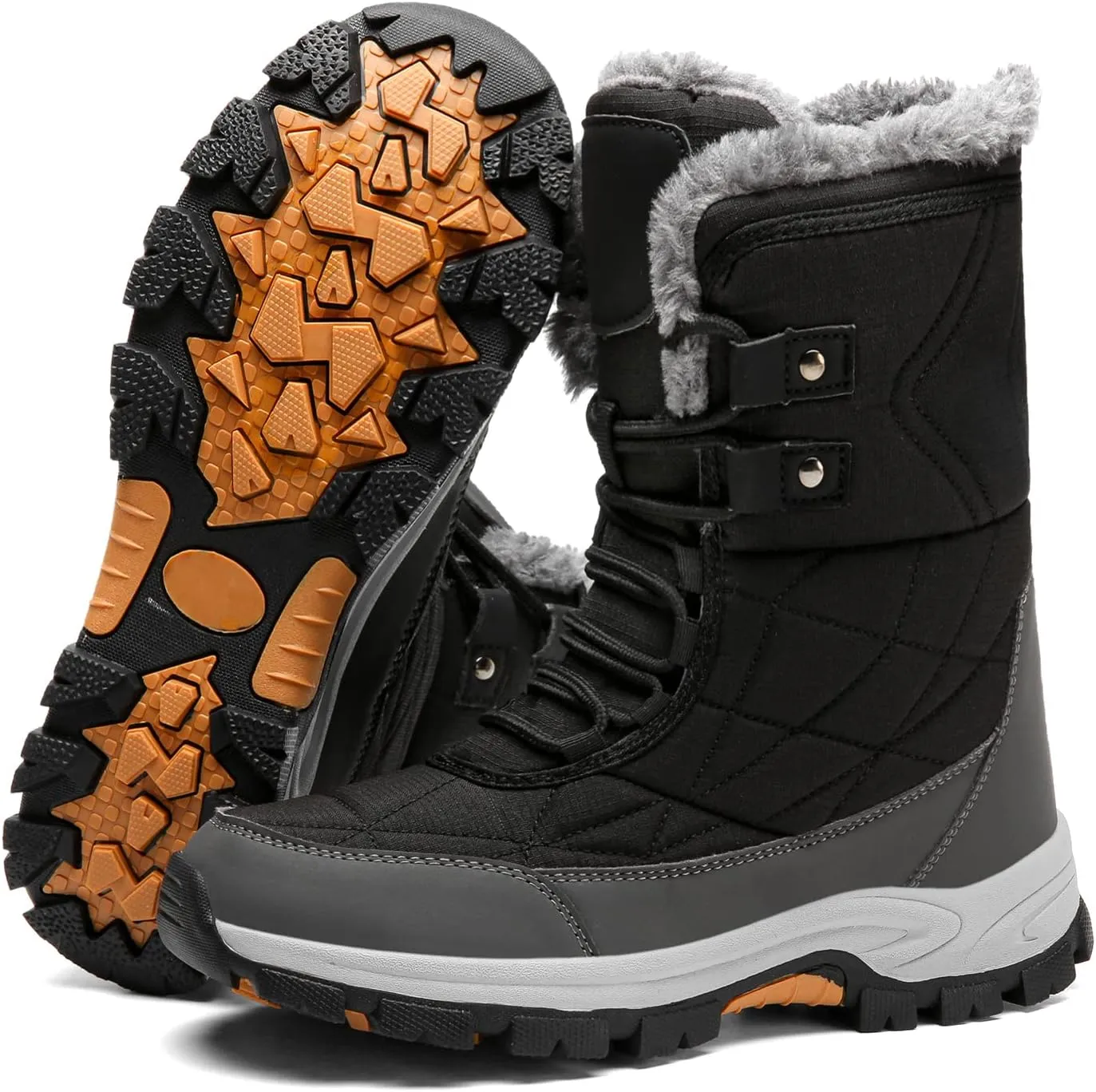 Womens Snow Boots Winter Boots for Women Fur Lined Waterproof Anti-Slip Backpacking Outdoor Ladies Walking Shoes